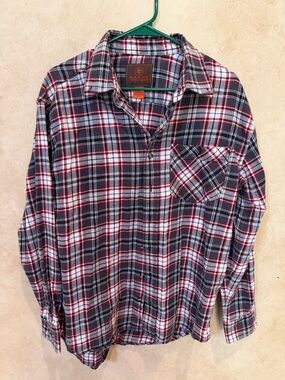 Ranch Tough Men's Plaid Button-Down Shirt - Black, Red & White flannel large